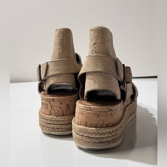 TRASK Taupe suede woven platform sandal‎ size 8. - Picture 5 of 10